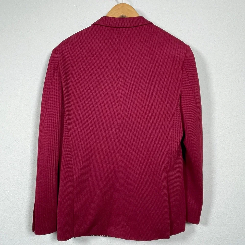 Suslo Couture Azaro Uomo Blazer Mens 44 XL Burgundy Textured Slim Fit Sport Coat
